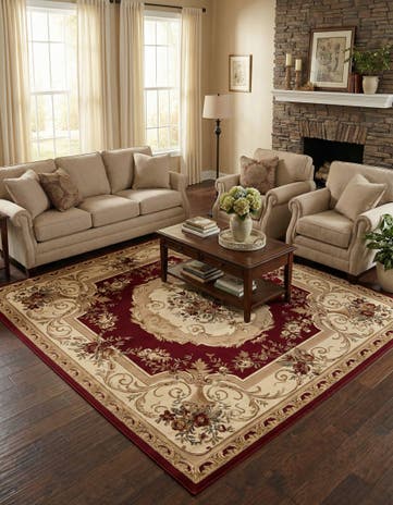 Red Chateau Square Rug