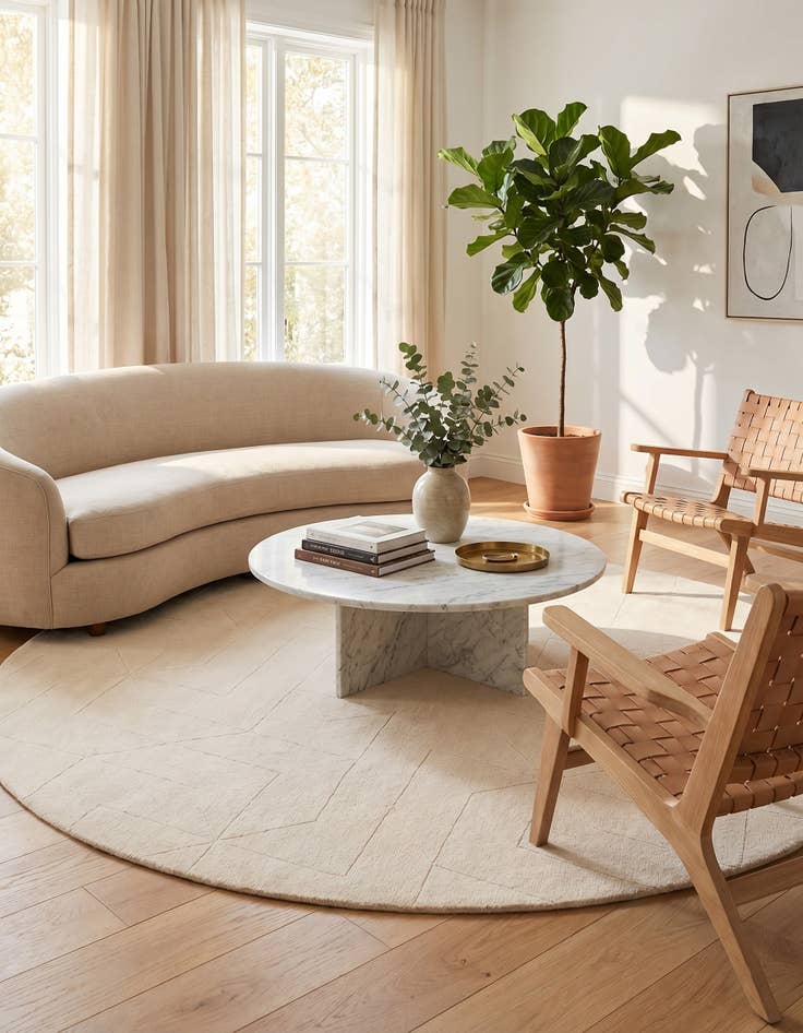 Detail image of 10' x 10' WoolCraft Geometric Round Rug