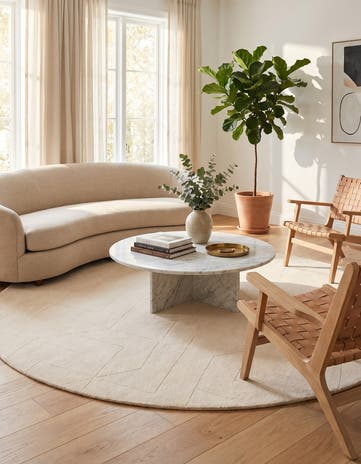 Pearl Ivory WoolCraft Geometric Round Rug