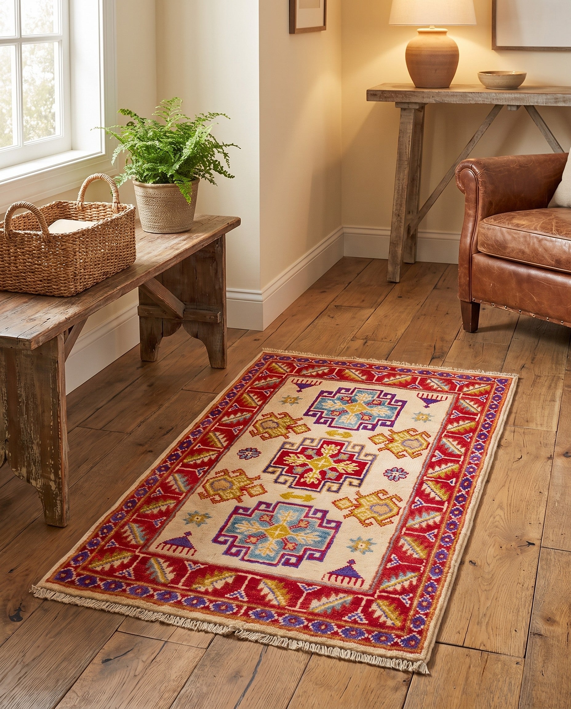 1' 10 x 3' 2 Hand Knotted Kazak Rug