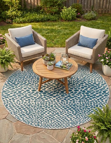 7' 10 x 7' 10 Easy-Clean Jill Zarin Indoor / Outdoor Round Rug