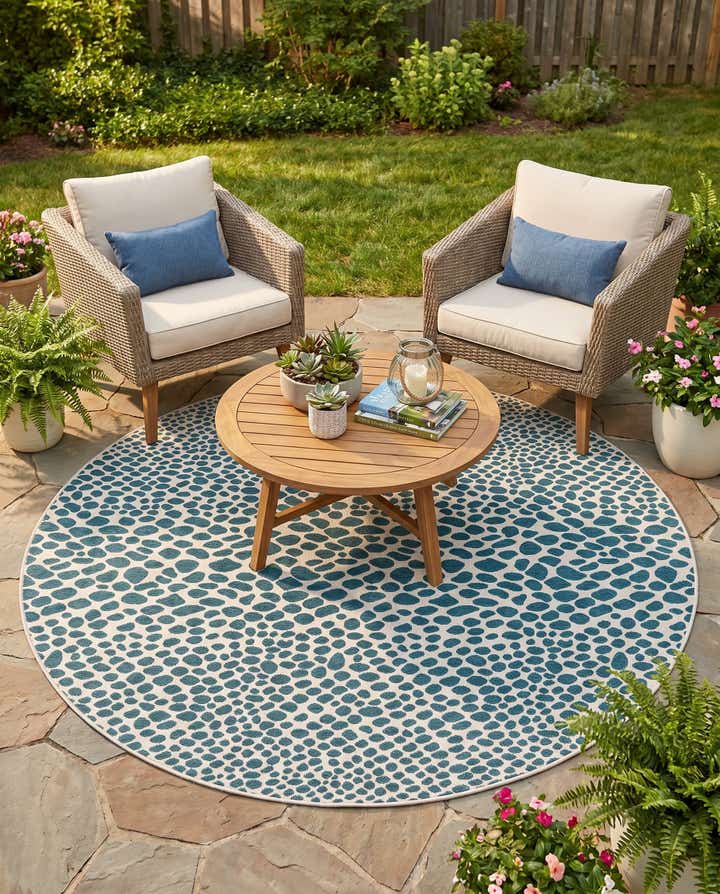 7' 10 x 7' 10 Easy-Clean Jill Zarin Indoor / Outdoor Round Rug