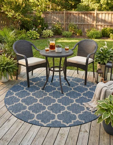 6' x 6' Easy-Clean Lattice Indoor / Outdoor Round Rug