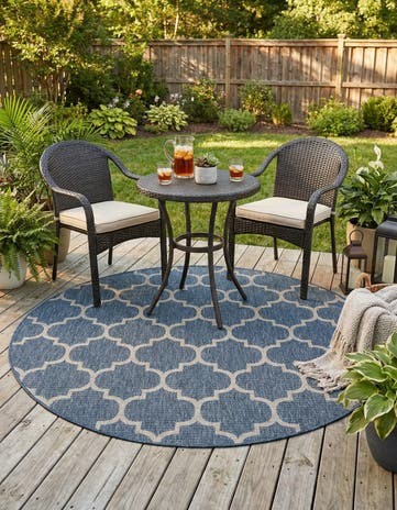 6' x 6' Easy-Clean Lattice Indoor / Outdoor Round Rug