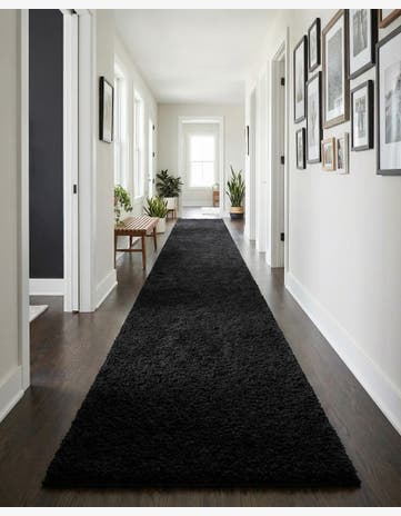 Black Everyday Shag Runner Rug