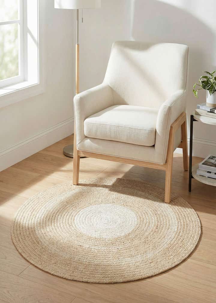 3' 1 x 3' 1 Handmade Hand Braided Wool Round Rug