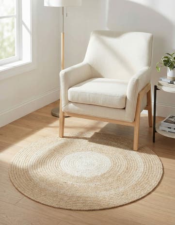 Ivory Handmade Hand Braided Wool Round Rug