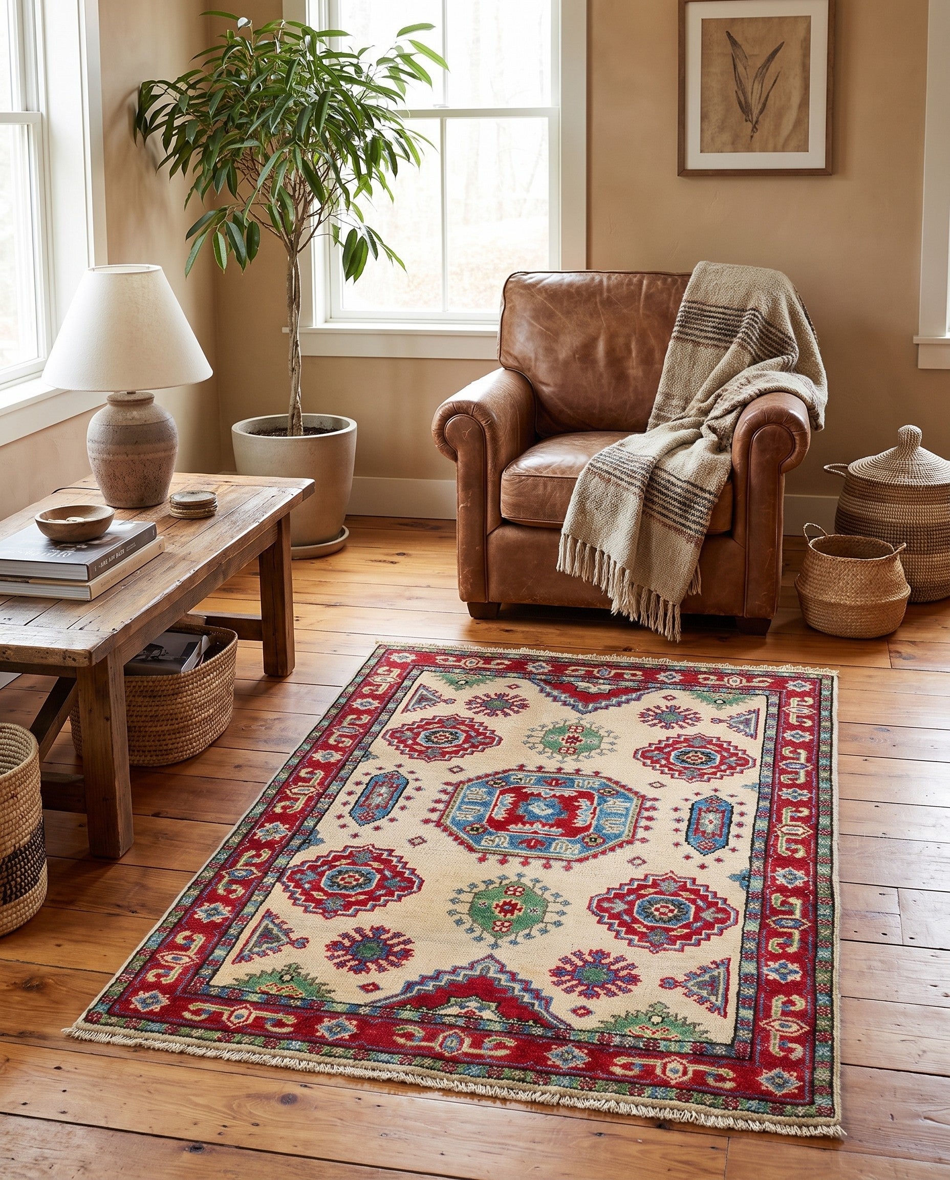 2' 8 x 4' Hand Knotted Kazak Rug