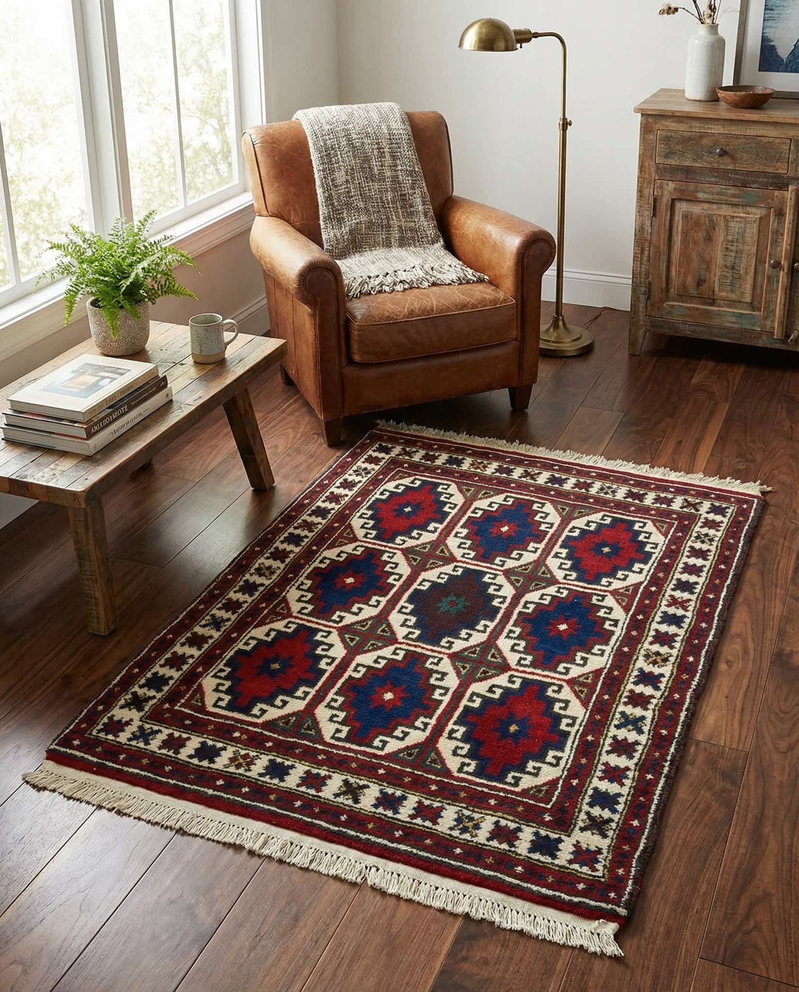 3' 4 x 4' 4 Hand Knotted Anatolian Oriental Wool Rug