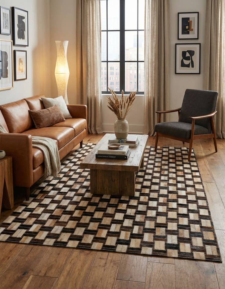 Detail image of 4' x 5' 11 Cowhide - Patchwork Rug