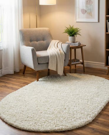  3' x 5' 3 Solid Shag Oval Rug