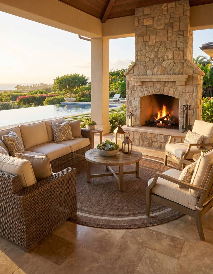 Detail image of 12' x 12' Easy-Clean Border Indoor / Outdoor Round Rug