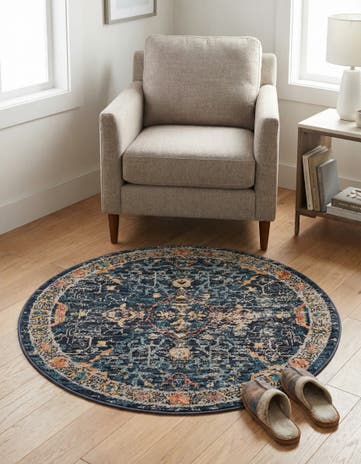 Navy Blue Lola Round Rug