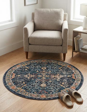 Navy Blue Lola Round Rug