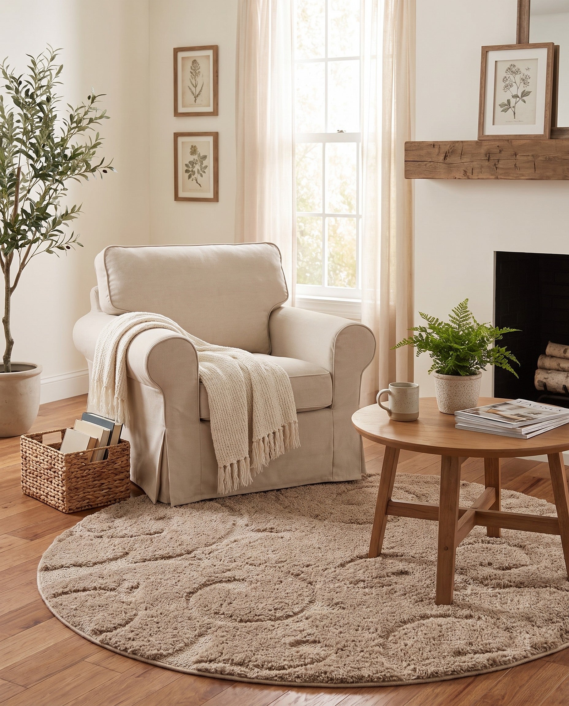 4' x 4' Botanical Shag Round Rug