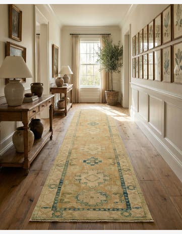 2' 7 x 9' 8 Hand Knotted Oushak Wool Runner Rug