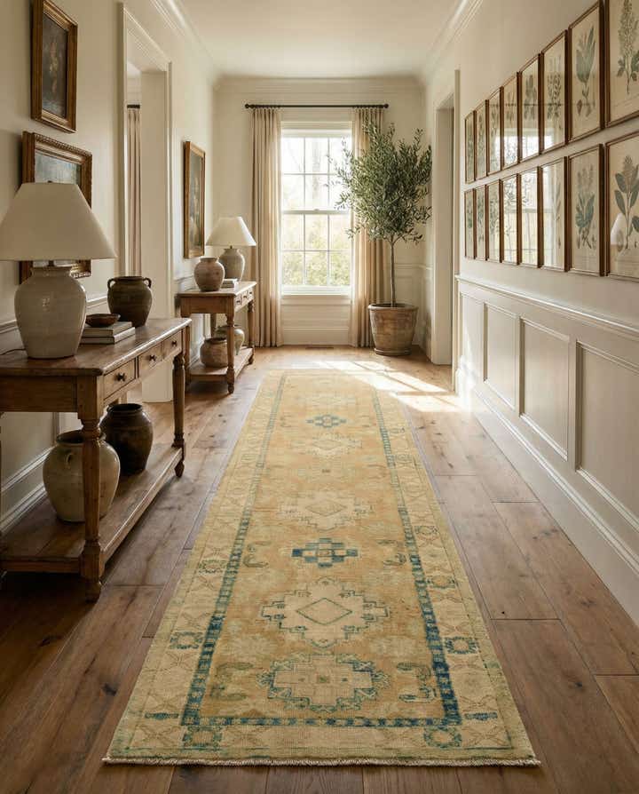 2' 7 x 9' 8 Hand Knotted Oushak Wool Runner Rug