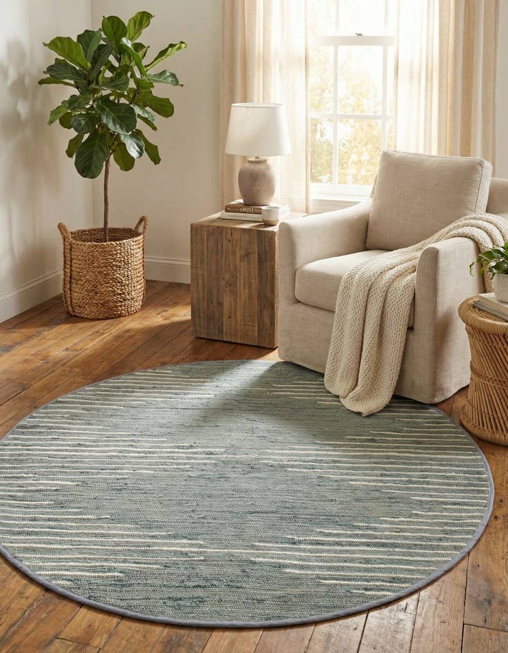 Detail image of 5' 3 x 5' 3 Chindi Cotton Round Rug