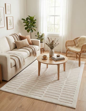 Ivory White Textura Designer Rug