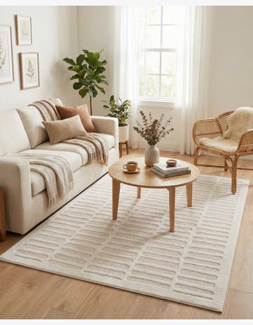 Ivory White Textura Designer Rug