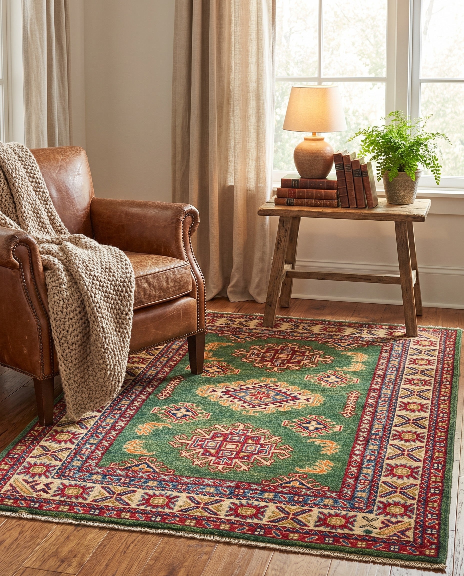 3' 4 x 5' Hand Knotted Kazak Rug