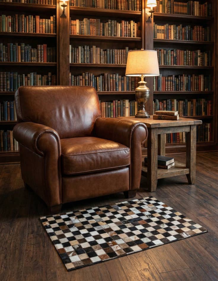 Detail image of 2' x 3' 1 Cowhide Leather Rug