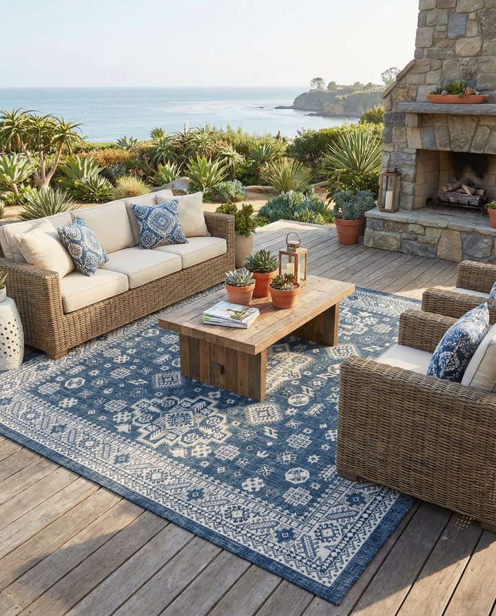 10' x 10' Easy-Clean Aztec Indoor / Outdoor Square Rug