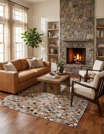5' 1 x 8' Cowhide Leather Rug