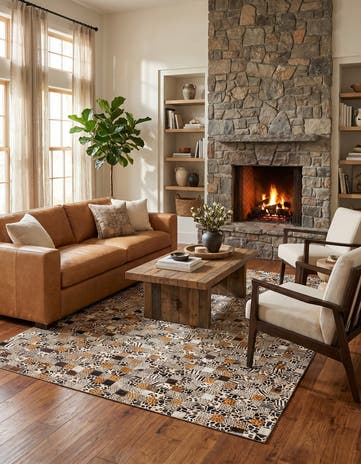 5' 1 x 8' Cowhide Leather Rug