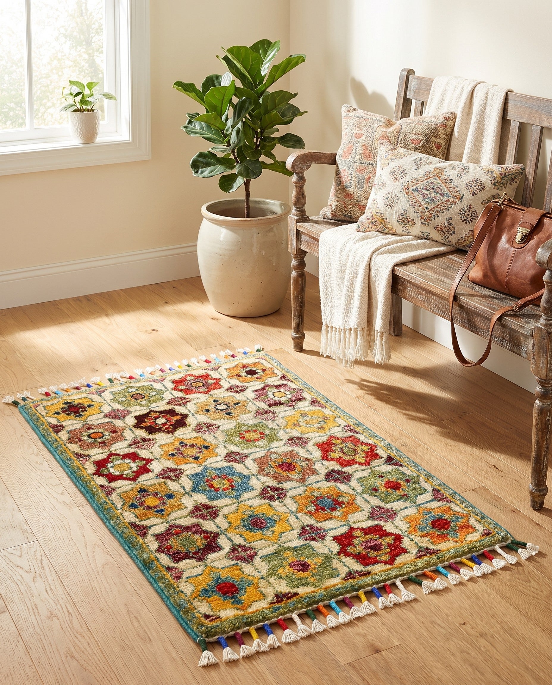 1' 5 x 2' Hand Knotted Modern Ziegler Rug