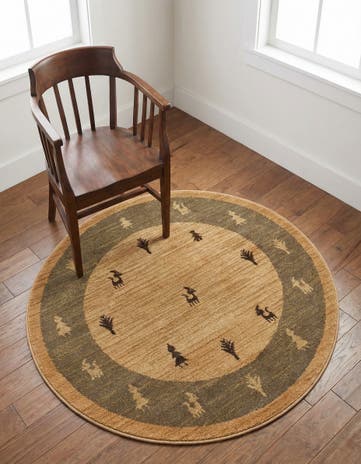 Tan Kashkuli Gabbeh Round Rug