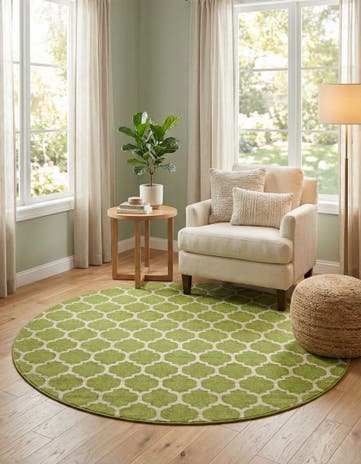 Light Green Lattice Round Rug