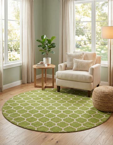 Light Green Lattice Round Rug