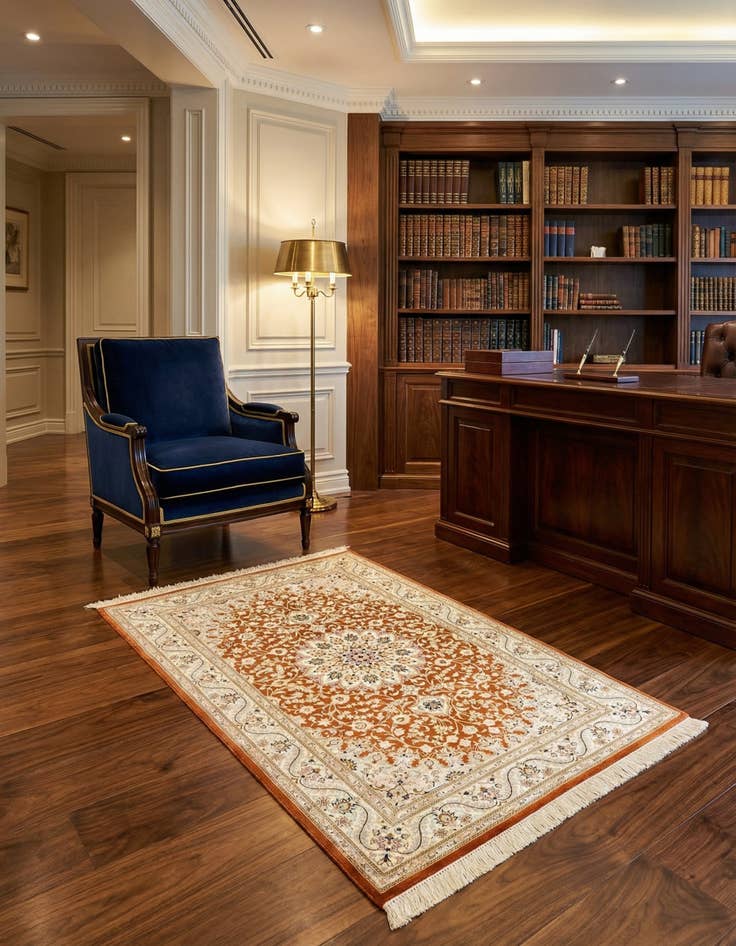 Detail image of 3' 3 x 4' 11 Ghom Silk Rug