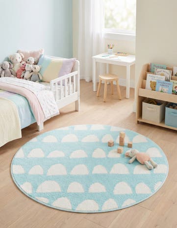Clear Blue Whimsy Kids Round Rug