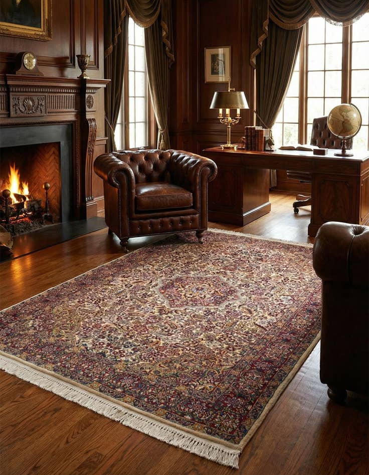 Detail image of 4' 2 x 5' 10 Hand Knotted Kashmir Wool Rug