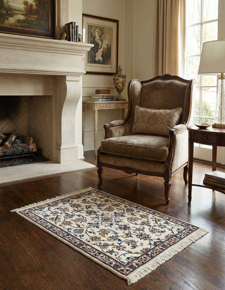 Detail image of 2' x 2' 8 Hand Knotted Nain Rug