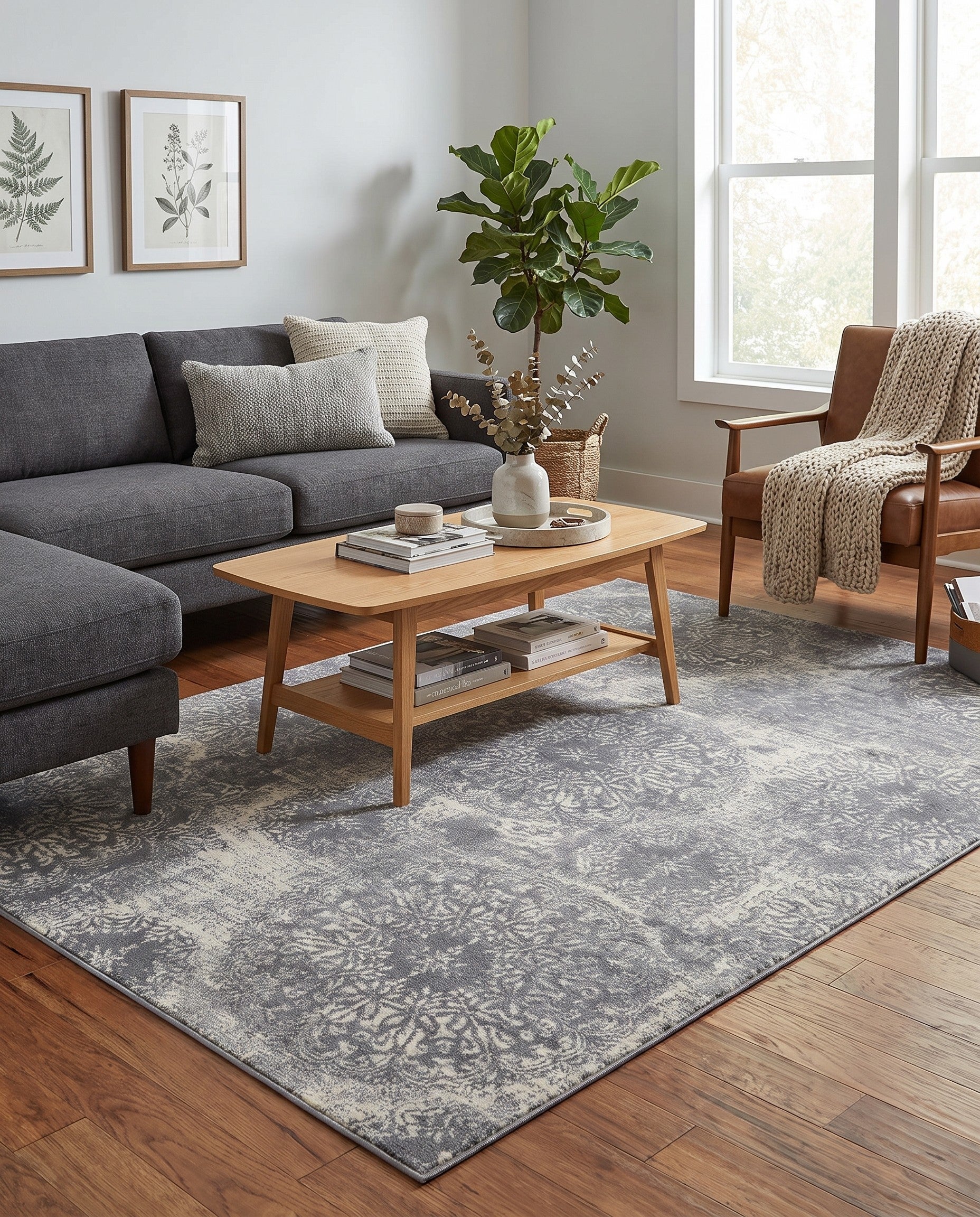 Light Blue and Ivory Monaco Rug