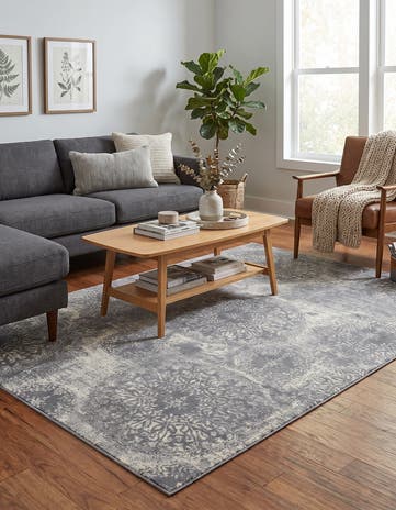 Light Blue and Ivory Monaco Rug