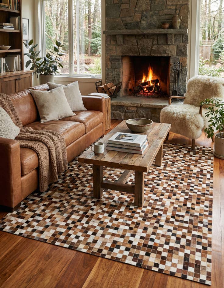 Detail image of 5' 9 x 7' 11 Cowhide Stocks Rug