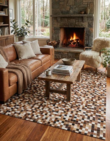 5' 9 x 7' 11 Cowhide Stocks Rug