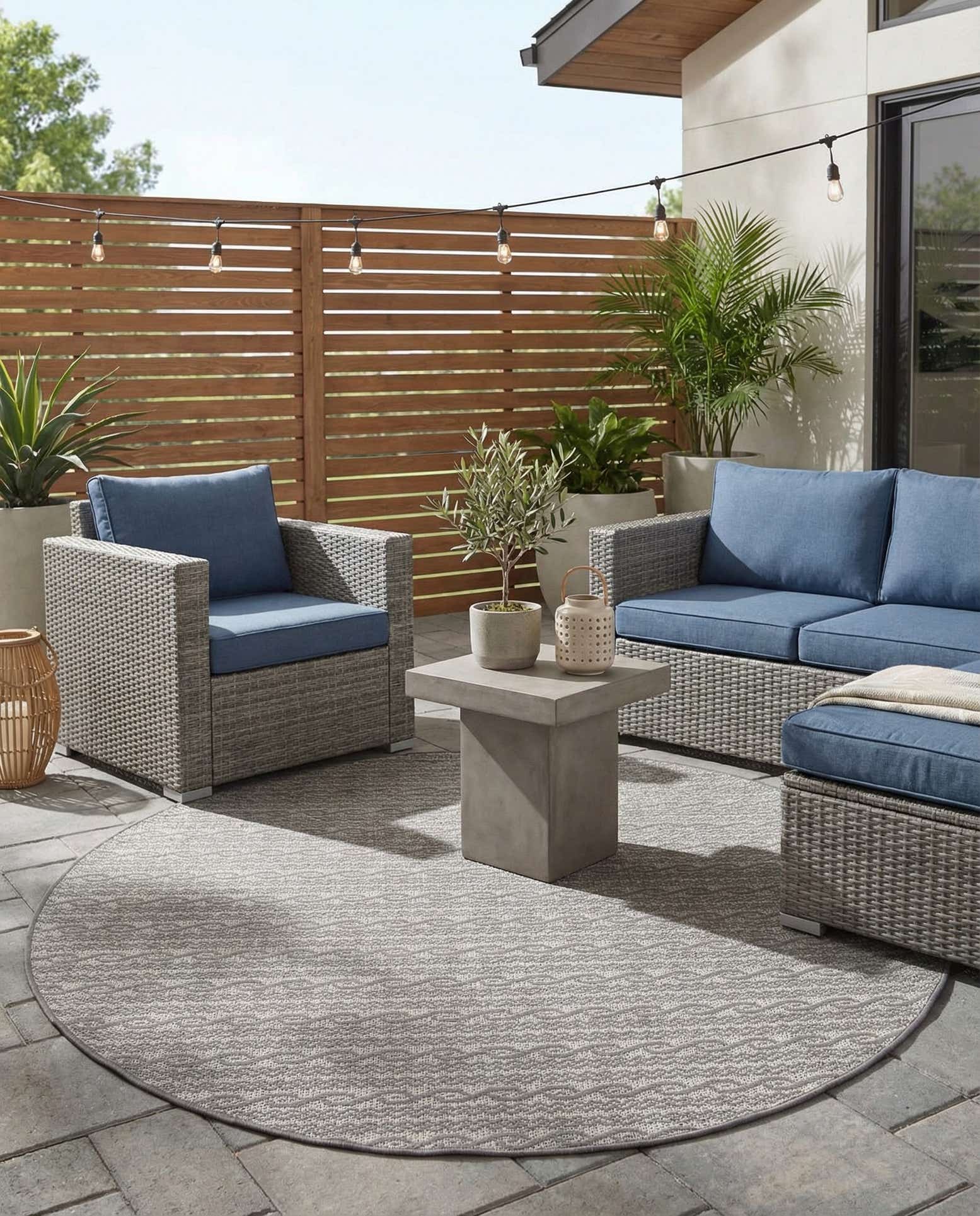 6' x 6' Easy-Clean Modern Indoor / Outdoor Round Rug