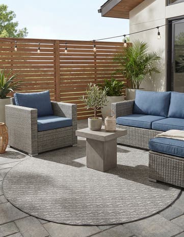 6' x 6' Easy-Clean Modern Indoor / Outdoor Round Rug