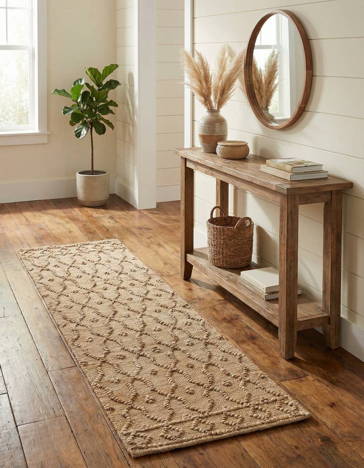 Detail image of 2' x 6' 1  Hand Woven Larsa Jute Runner Rug