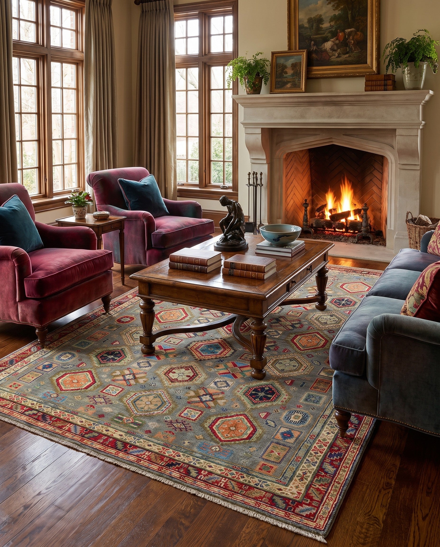 5' 7 x 7' 11 Hand Knotted Kazak Rug