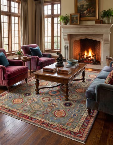 5' 7 x 7' 11 Hand Knotted Kazak Rug