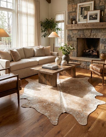 6' 8 x 7' 4 Cowhide Leather Square Rug