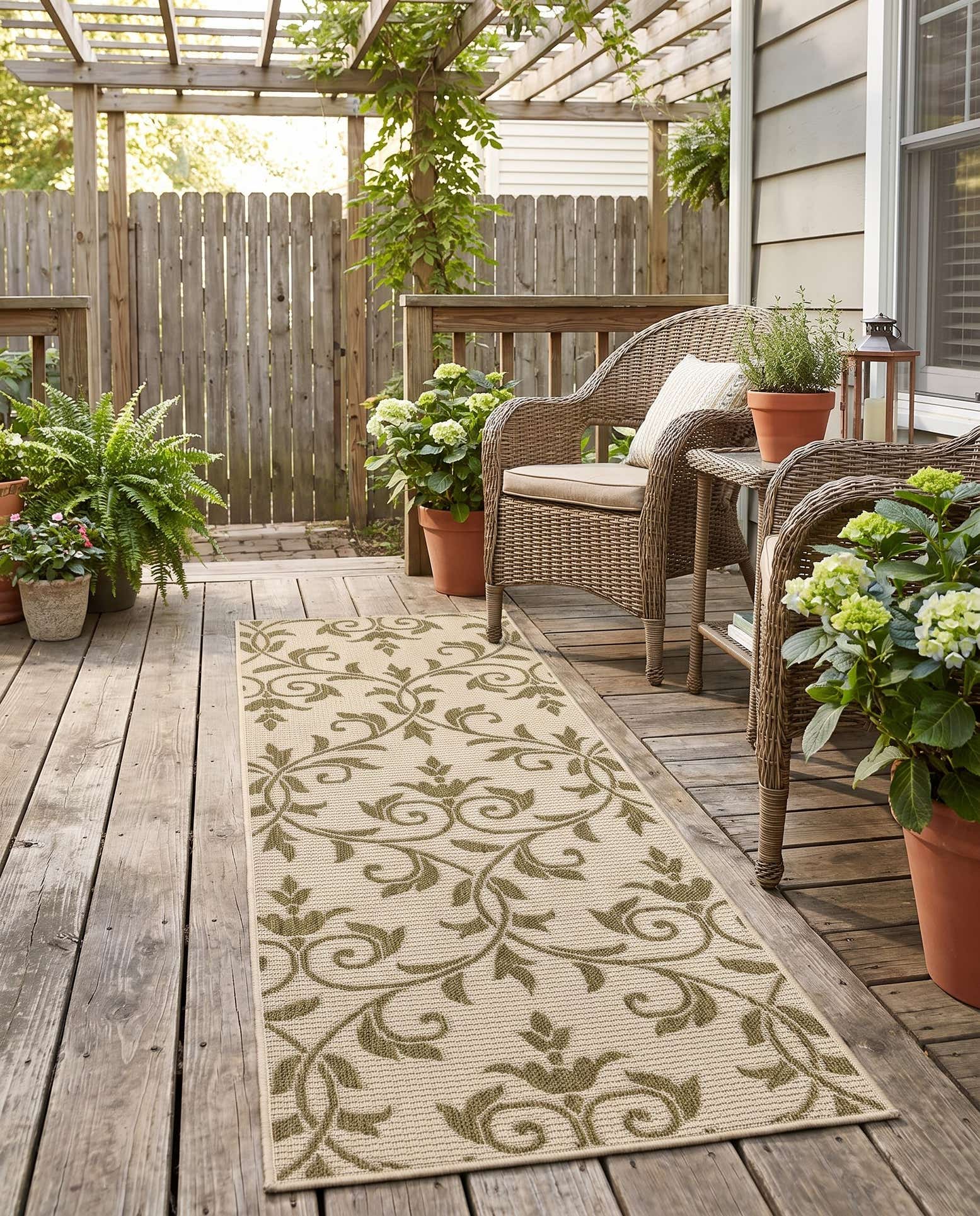 2' 2 x 6' Easy-Clean Botanical Indoor / Outdoor Runner Rug