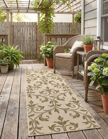 2' 2 x 6' Easy-Clean Botanical Indoor / Outdoor Runner Rug