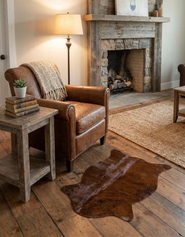 1' 8 x 2' 5 Cowhide Leather Rug